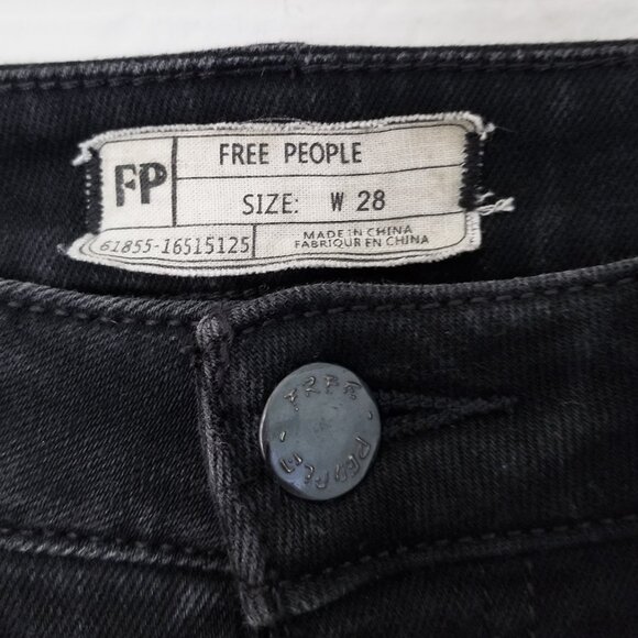 Free People High Waist Flared Bell Bottom Jeans Size 28 Black Stretch Comfy Boho - Picture 6 of 13